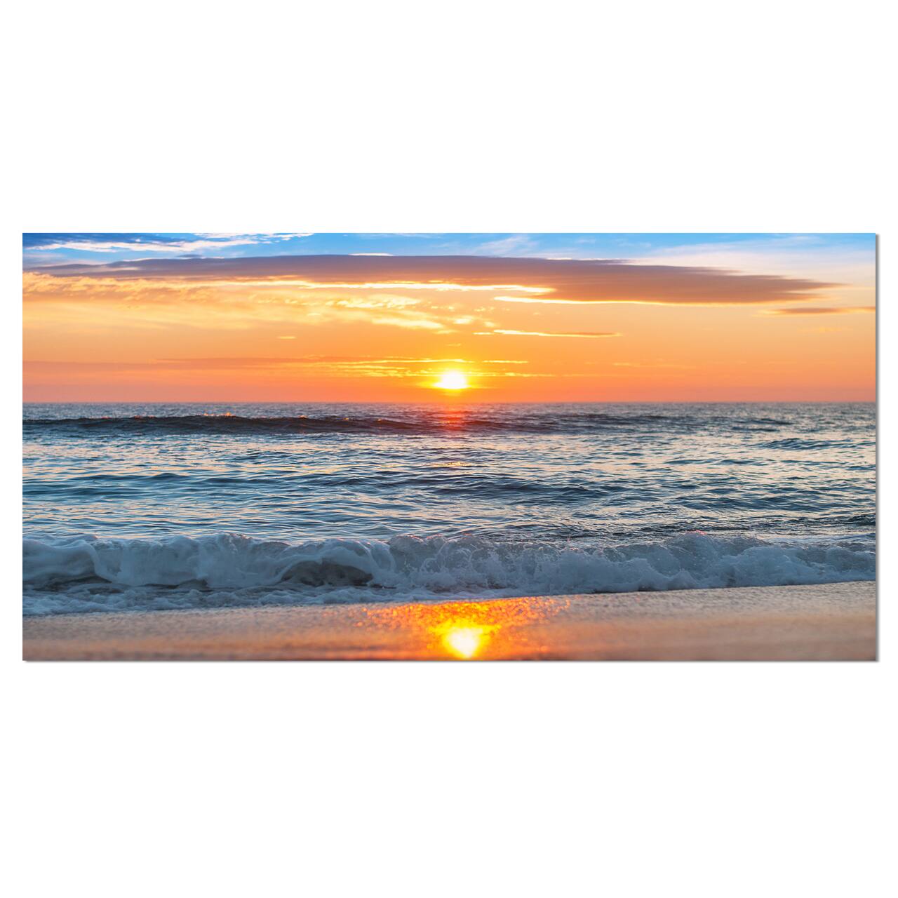 Designart - Beautiful Sunrise over the Horizon. - Modern Beach Canvas Art Print
